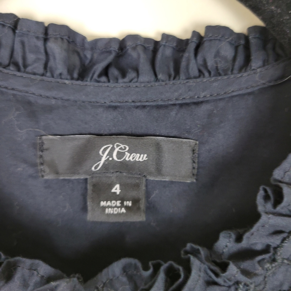 J Crew Ruffle Neck Eyelet top - Picture 2 of 7